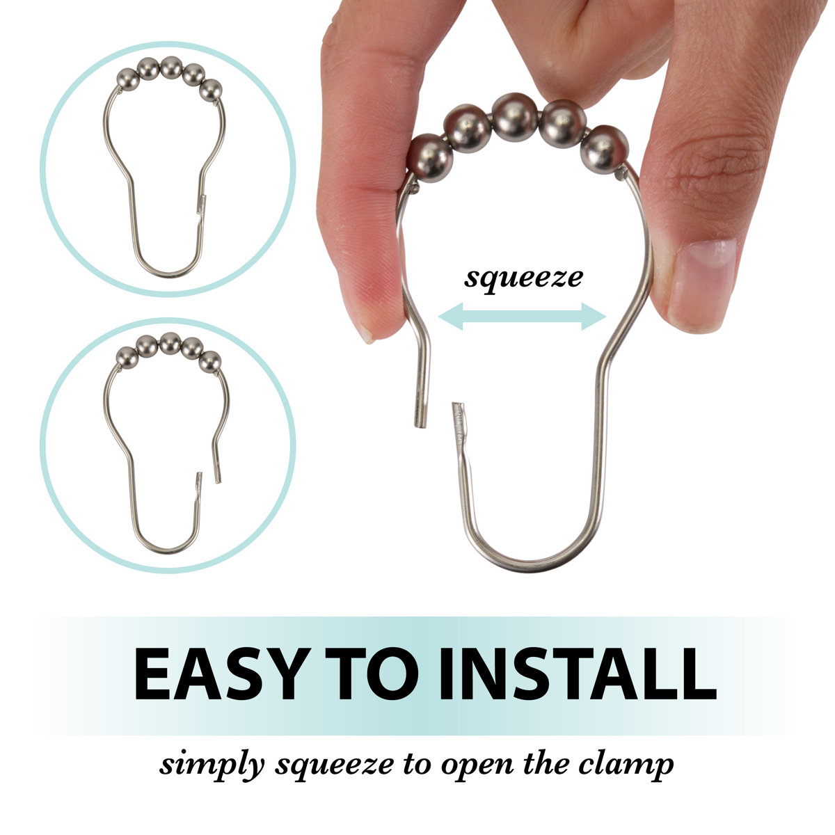 Wayfair Basics Metal Beaded Roller Shower Curtain Rings (Set of 12)